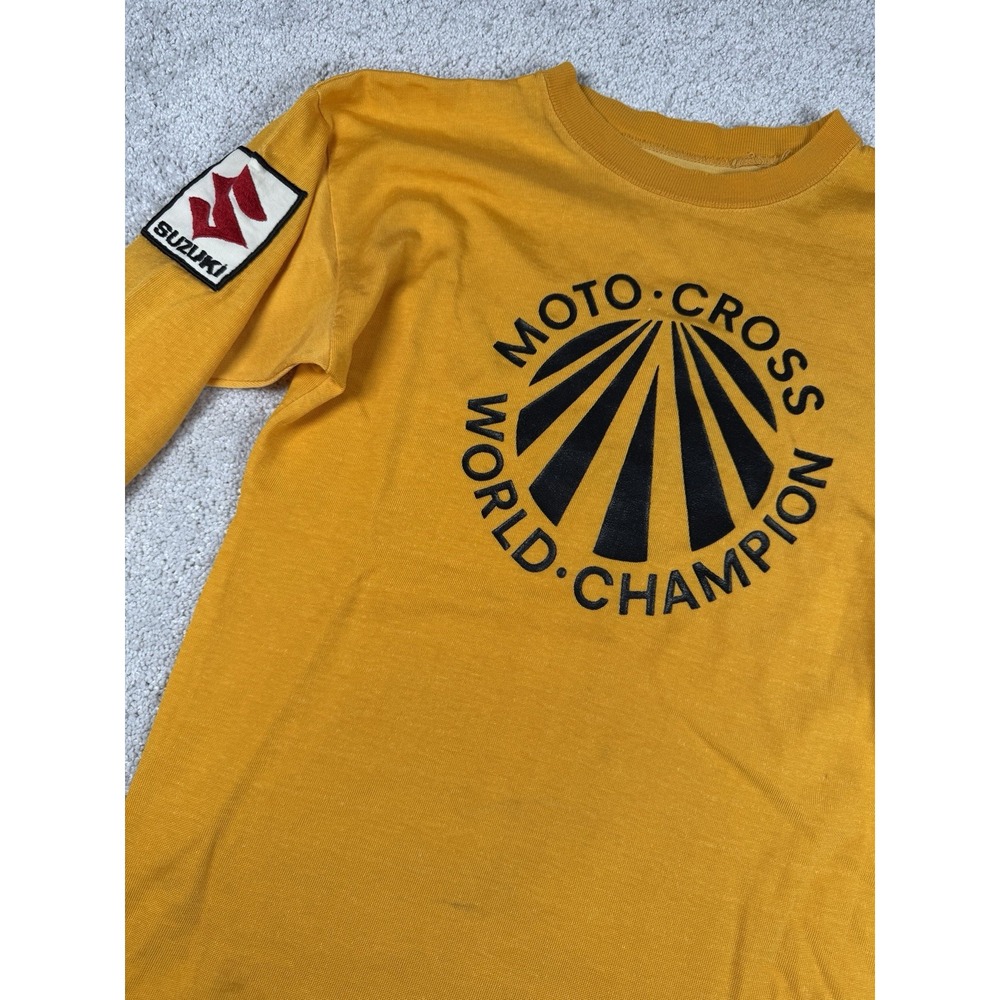 Suzuki Motocross World Champion Jersey Vtg Patch USA Long Sleeve 70s Adult S